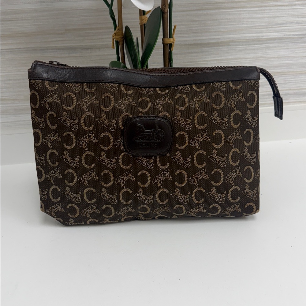 Celine Brown Monogram Cosmetic Bag